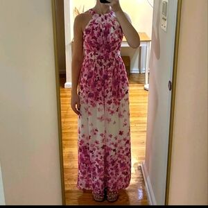Eliza J Pink Floral Halter Maxi Dress
